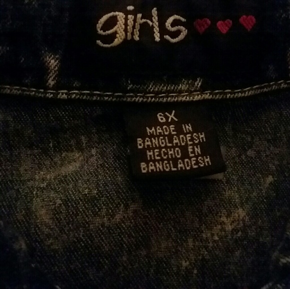 ACID WASH Denim Crop Top Sz 6X - Picture 3 of 3